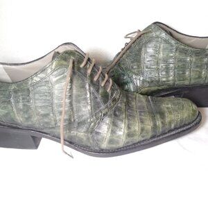 Vintage Prada Women's Crocodile/Alligator Lace-Up Low Heeled Loafers- EUR 39 1/2